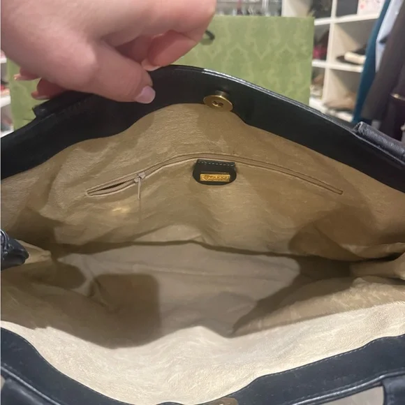 Gucci  Rare Floral-print Tote Bag, vintage Collectible canvas  leather trim EUC - Picture 13 of 17